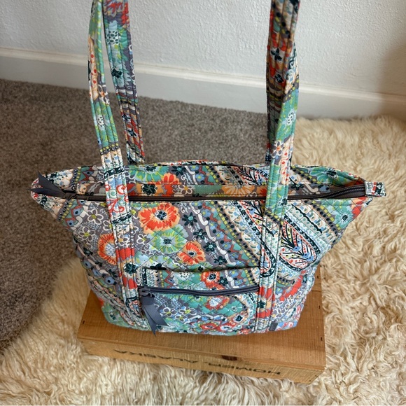 Vera Bradley Citrus Paisley small zipper tote cotton bag - Picture 7 of 12